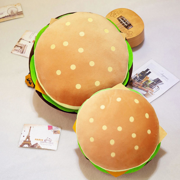 Simuleret hamburger plys udstoppet rygpude dukke hjem sofa seng dekoration（30cm）