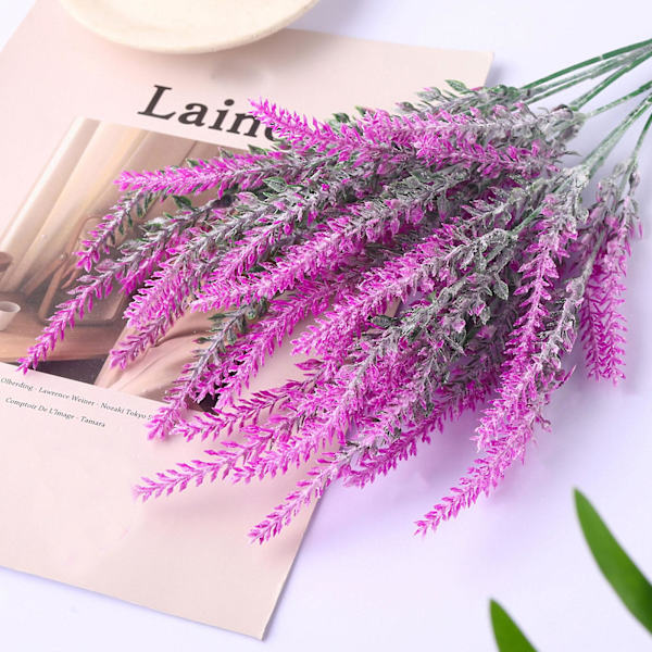 Keinotekoiset laventelikukat 5 nippua Keinotekoiset muovikukat UV-kestävät sisä- ja ulkokäyttöön Koti Puutarha Verannan koristelu（Violetti）