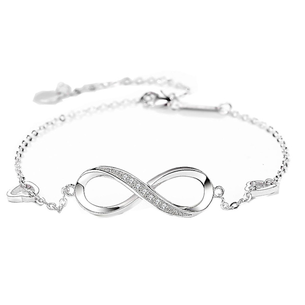 Dam Infinity Infinity Symbol Hjärta Armband 925 Sterling Silver Cubic Present, JXLGV