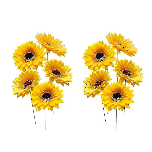 10 st solros trädgårdsinsatser gård gräsmatta prydnader blomkruka pinne dekoration
