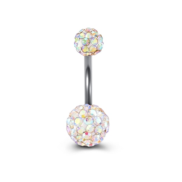1 st kristall strass navelpiercing navelring barbell kroppspiercing (Silver)