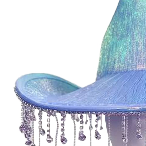 Neon Sparkly Glitter Space Cowboy Hat - Morsom metallisk holografisk fest Disco Cowgirl Hat（Blå）