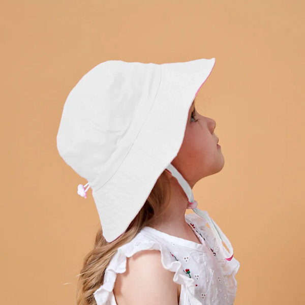 Baby Solhatt UPF 50+ Solskydd Småbarn Sommarhatt Justerbar Flytande Strandhink för Spädbarn, Pojkar, Flickor, Barn, Vit