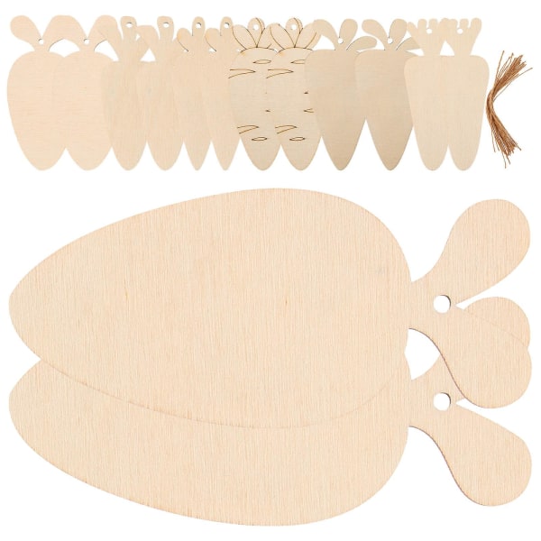 36-pak påske ufærdige papirskåret hængende ornamenter Træpåskehåndværk Søde umalede træstykker (9,80X3,80X0,20CM, beige)