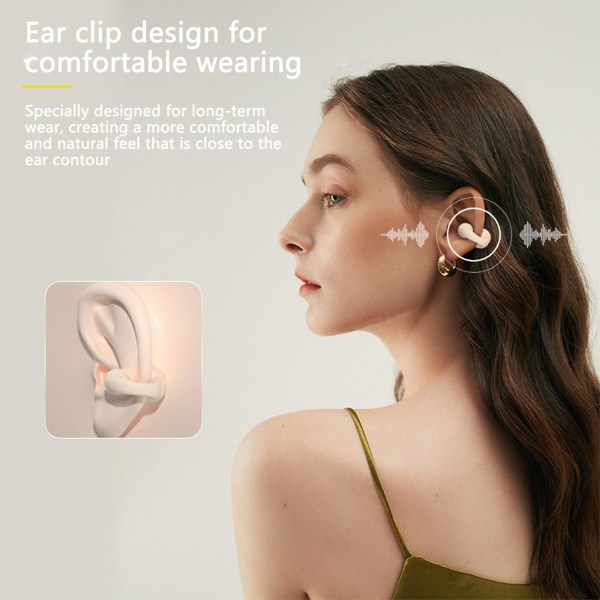 Clip-On Ear Bluetooth Headset 9D Stereo Surround Sound Bluetooth Headset 20240529（Gul）