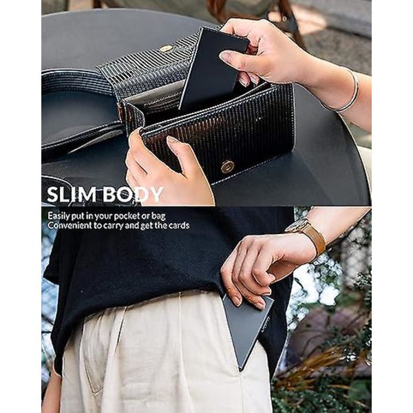 (svart) Bankkort Holder For Menn - Aluminium Kredittkort Holder - Rfid Blokkering - Pop Up Kort Holder - Enkelt Slim Kort Slot