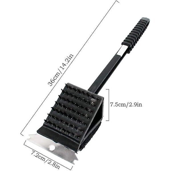 Grillbørste med skraber 36x7,2cm Sort