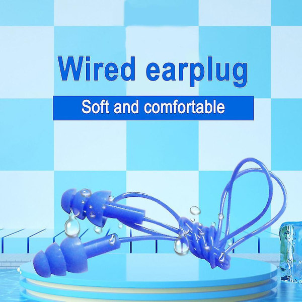 6 par ørepropper med gelesnor Myk silikon Anti-støy ørepropper for voksne barn som sover Svøm（Blå-grønn）