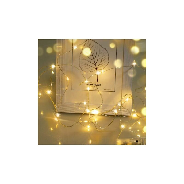 LED-slingor, 10 m 100 LED-trådar mikro-fe-ljus juldekoration slingor (varmvit)