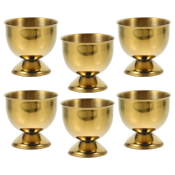 6-pakks rustfritt stål eggkopp skrivebord eggstativ holder lite ølglass (4.70X4.70X4.70CM, gull)