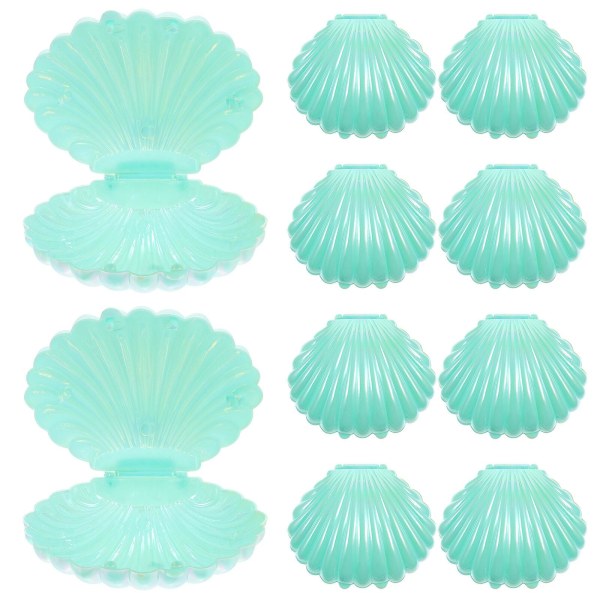 10 kpl Seashell Candy Box Seashell Säilytyssäiliö Korut Box Hääjuhlatarvikkeita (9,1X7,7X4,5CM, vihreä)