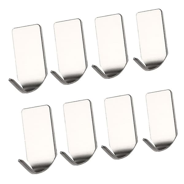 Rostfri krok, dekorativ väggkrok för rum (8 stycken, silver)