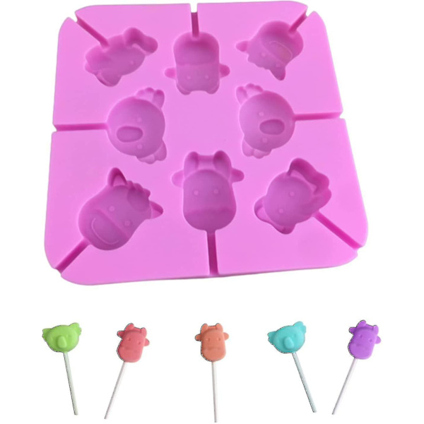 Kaka Pops Form Silikon Lollipop Bakform Cartoon Djur Lollipop Form För Lollipop Bakning Tårta Gele Choklad Kök(slumpmässig Färg)-YGWL