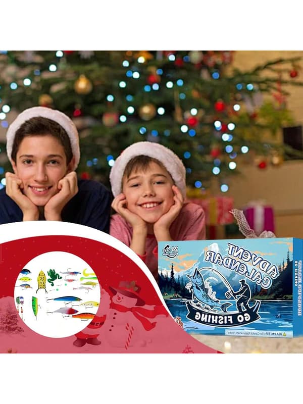 Fiske Adventskalender 2025, 24-dagers nedtelling med sluker og tilbehør (B)