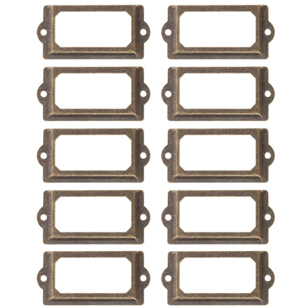 12 kpl antiikki etikettikehys korttipidike metallinen laatikon etikettipidike ruuveilla (7X3.3CM, kuten kuvassa)