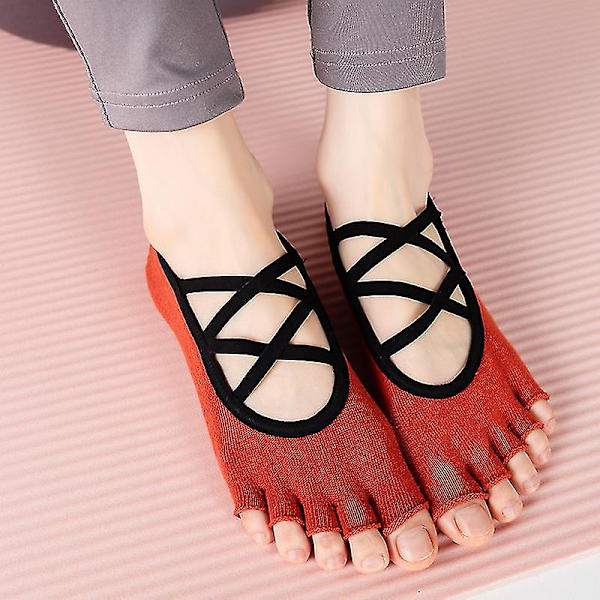 1 pari uutta ristisidos Yoga-sukat, selkääntymättömät naiset Viisi varvasta Pilates-sukka, liukumattomat otteet Puuvilla baletti tanssi kuntoilun urheilusukka
