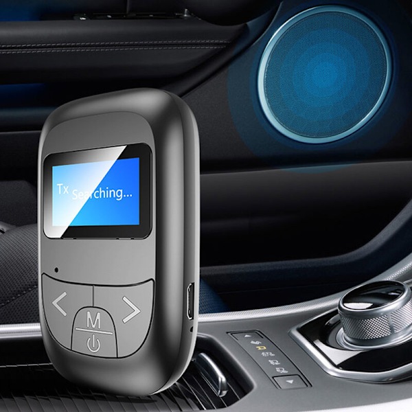 Trådlös Bluetooth 5.0 Ljudadapter Mottagare Inbyggd Brusreducering HIFI Ljudkvalitet Bluetooth Mottagare LCD Skärm Adapter Svart