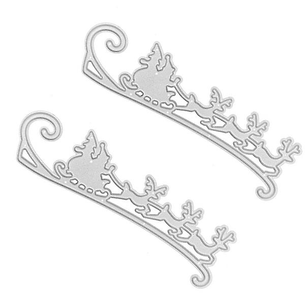 2 st festliga slädeformar för juldekorationer (3,5 x 11,8 cm, silver)