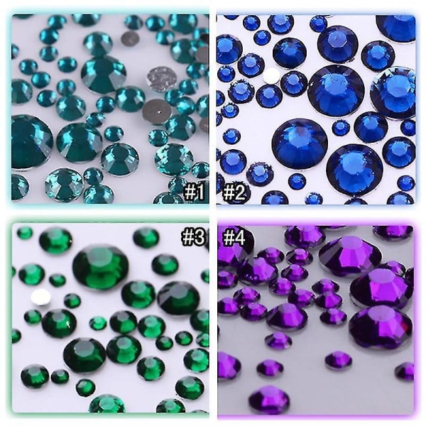 ND05 3d Nail Art Rhinestone Mix Storlekar Ab Färger Flat Bottom Chameleon Nail Studs