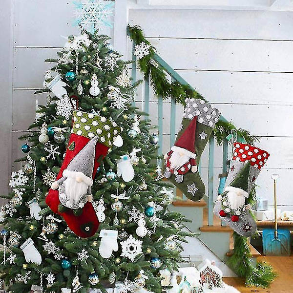 Jultomte Strumpa Hängande Prydnad Presentförpackning Dekor(grön)(1st)