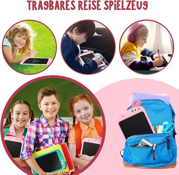 8,5\" LCD Skrivebrett Dinosaur Tegnebrett, Barnegave Rosa