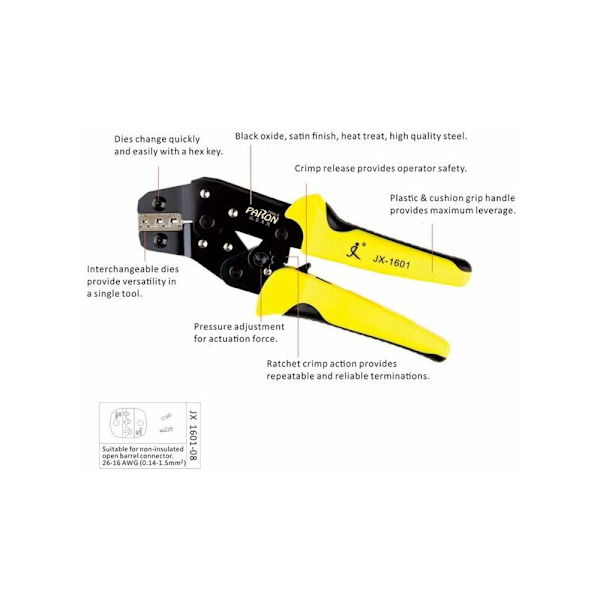 Professionell crimpverktyg JX-48B 3,96 till 6,3 mm 26-16AWG Engineering Ratchet Plier för DuPont
