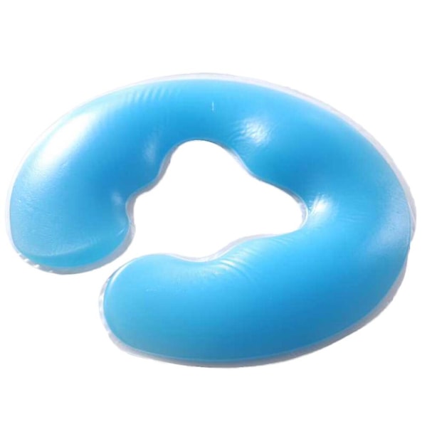 1 st U-formad hålkudde ansiktsmassage sömn liggande kudde silikonkudde för skönhetssalong spa massagesalong (blå)