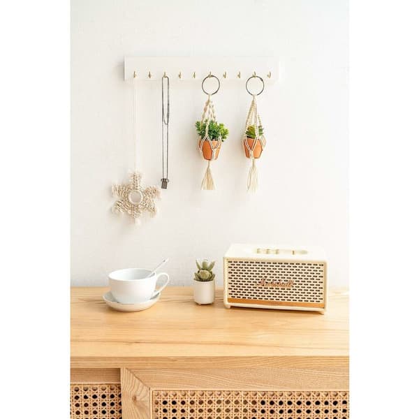 Set med 2 mini macramé-växtupphängningar för vägg, entré, hemmakontor