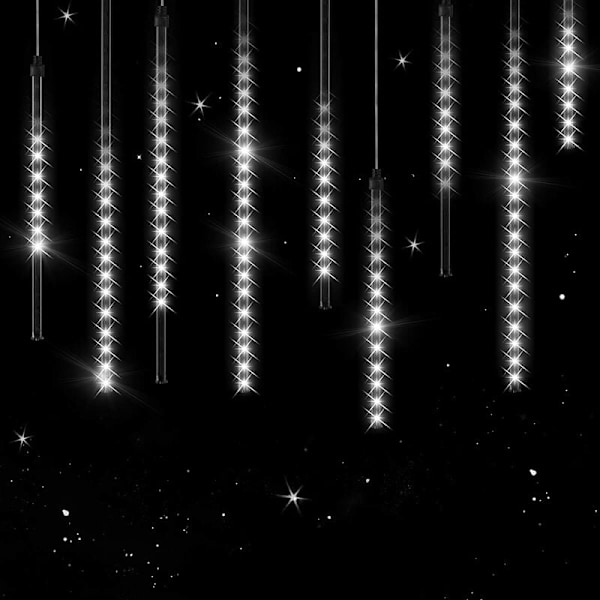 4m Vit LED-ljusslinga Meteorskur Effekt Drop Diamant Stalagmit IP 44 Inomhus Utomhus Jul, Vit
