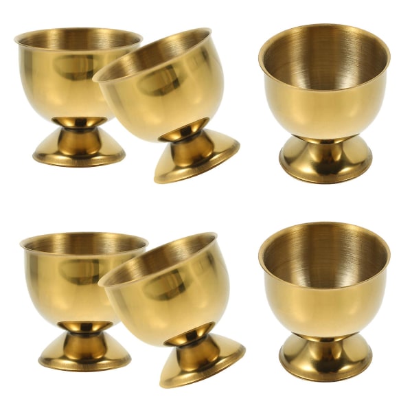 6-pack äggkopp i rostfritt stål, äggställ för skrivbord, liten ölglas (4,70 x 4,70 x 4,70 cm, guld)