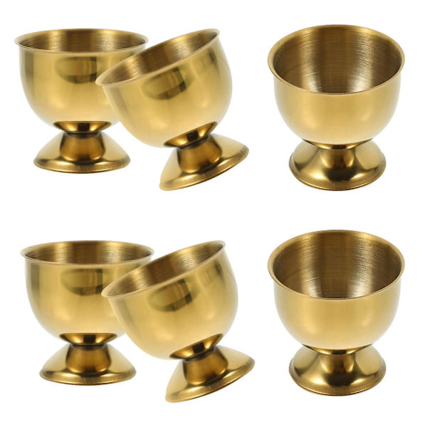 6-pakks rustfritt stål eggkopp skrivebord eggstativ holder lite ølglass (4.70X4.70X4.70CM, gull)