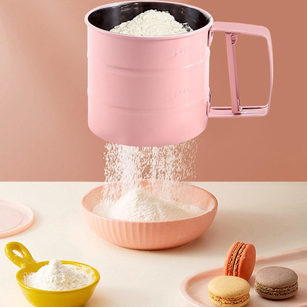 2-pack handmjölsskakare i rostfritt stål, siktkopp, pulvermjölsikt, florsocker, bakverk, köksverktyg