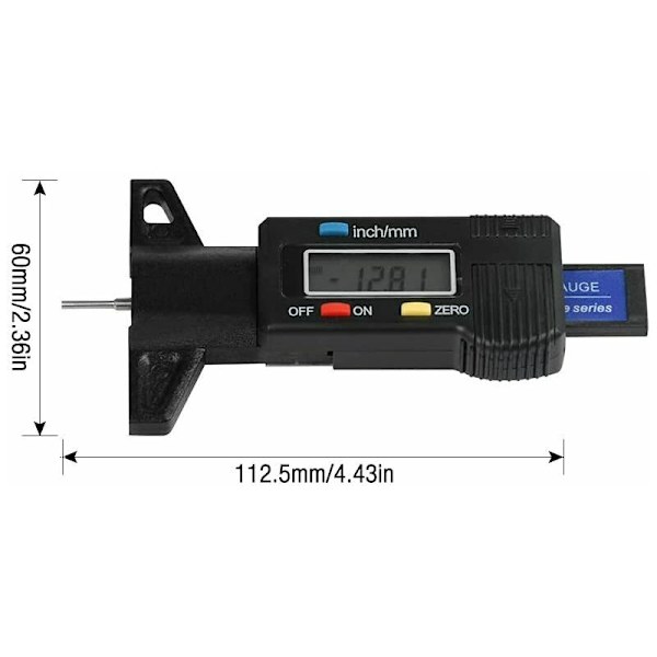 Däckdjupmätare, Däckmönsterdjupmätare, Digital djupmätare med LCD-display för bilar, motorcyklar, lastbilar, metrisk/tum, 0-25 mm