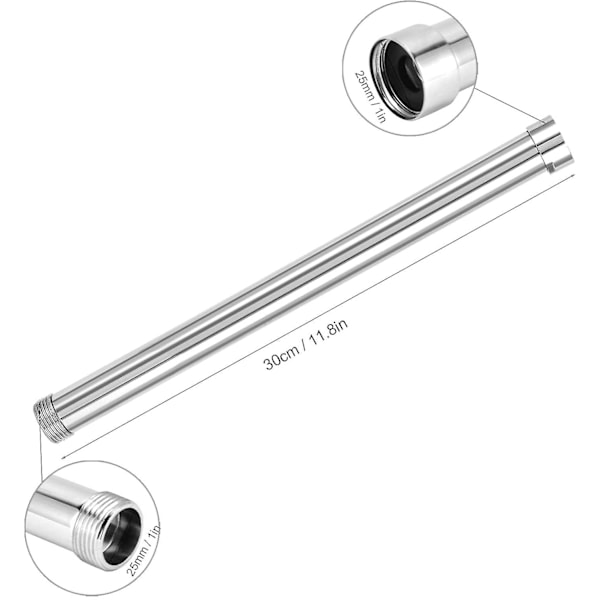 30cm brusearm, G3/4 brusearm forlængelse, brusehoved forlænger, lavere hoved krom kobberrør tilbehør