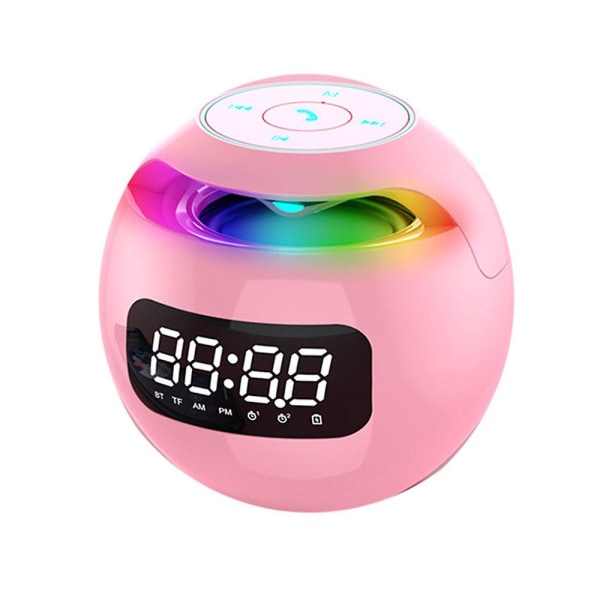 Bärbar trådlös väckarklocka Bluetooth-högtalare (rosa)