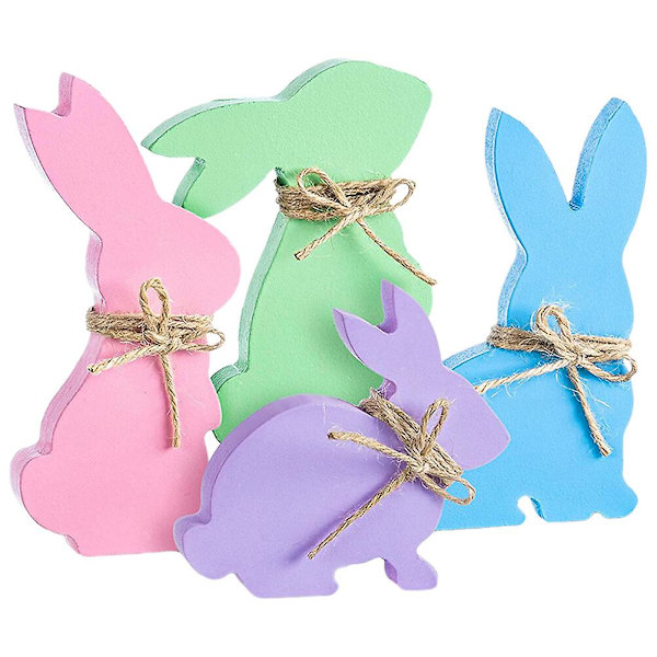 4-pakkaus Pääsiäispupu Puiset Käsityöt Kanin Muoto Puinen Koristeet Työpöydän Kanin Koristelu (15.00X11.00X2.00CM, kuten kuvassa näkyy)