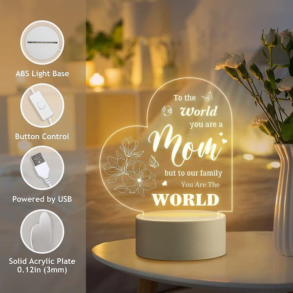 Gravert Akryl Nattlampe for Mor