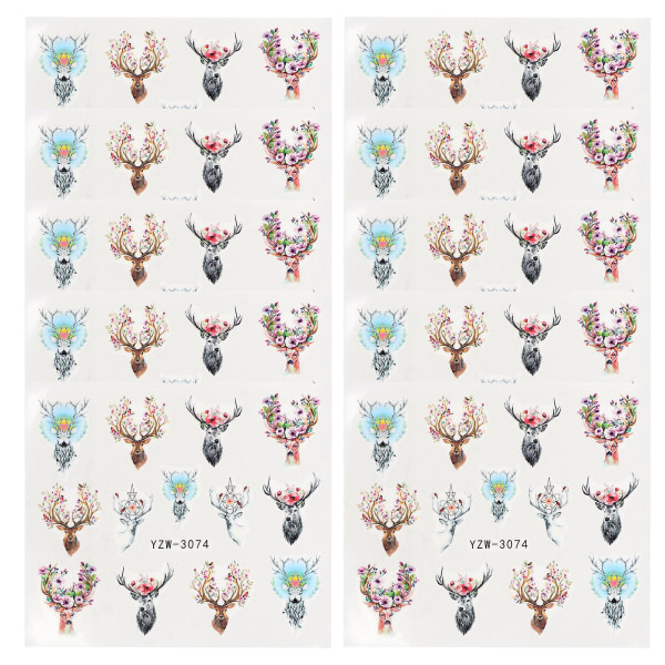 10-Pack Christmas Fargerike Nail Art-klistremerker Deer Nail Stickers for Holiday Party Party Club (Men,)