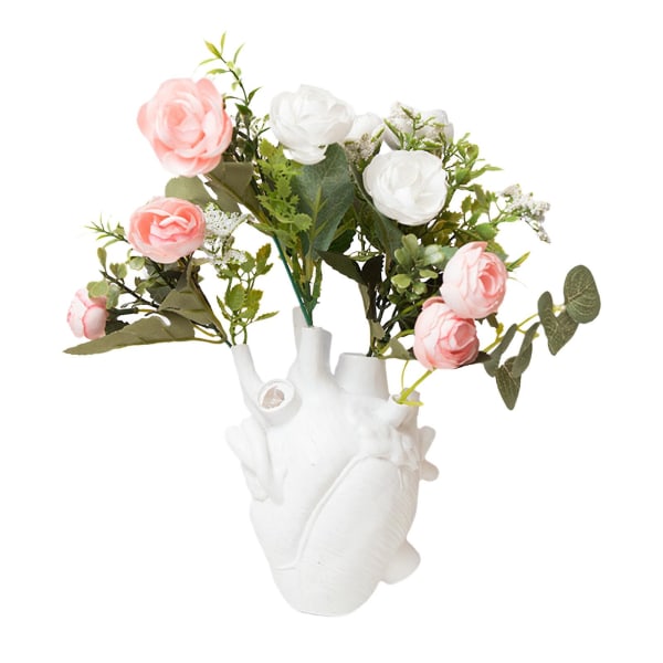 Containrs Vase Kropsskulptur Blomsterpotte Harpiks Hjerteform Tørrede Blomster Nordisk Desktop Bord Hjem Indretning Ornament（hvid）