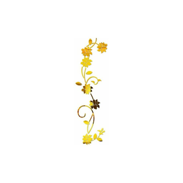 Blomsterranka akrylspegel väggstickers, elegant spegelinställning väggklistermärke, klibbig väggspegel väggdekor för hem vardagsrum sovrumsdekor, guld