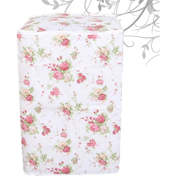 Tvättmaskinsskydd Toppmatad Tvättmaskin Torktumlare Vattentät Vattentät Med Dragkedja Fjäder Blommönster 55*56*83cm