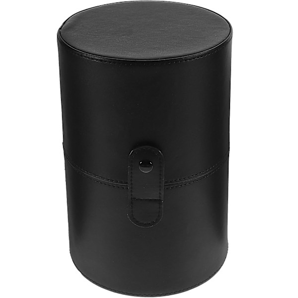 Bärbar sminkborste låda sminkborste förvaringshink sminkborste förvaringsställ med lock (20.1X13.2cm, svart)