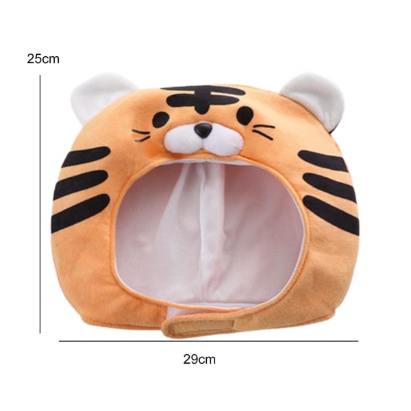 Plysj Hodeplagg Kort Pustende PP Bomull Tiger Myk Plysj Hodeplagg Lue for Ornament（A）