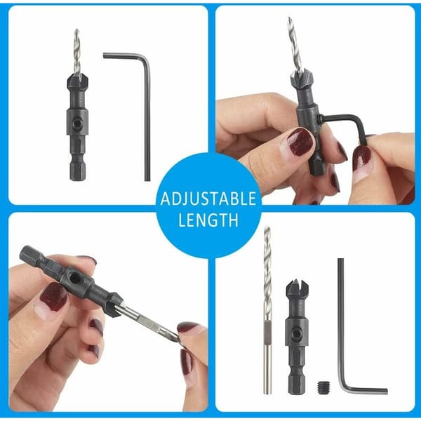 Full Clearance Countersink Cutter, 4pcs Hex Countersink Bits med liten skiftnyckel, trä Countersink Countersink för trä eller plastpaneler