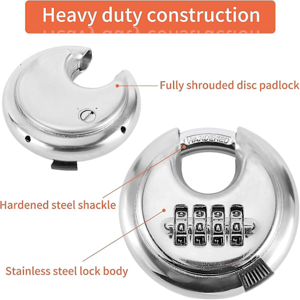 Set med 2 kombinasjonslåser med 4 siffer og pansret herdet stålbøyle for lager, garasje, skur og tilhengerfeste.,e - Jxlgv