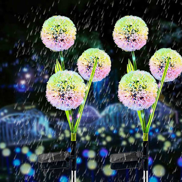 2 st Dandelion Solcellsmarkbelysning Vattentät Levande Simuleringsblomma För Trädgård Gräsplan Dekoration
