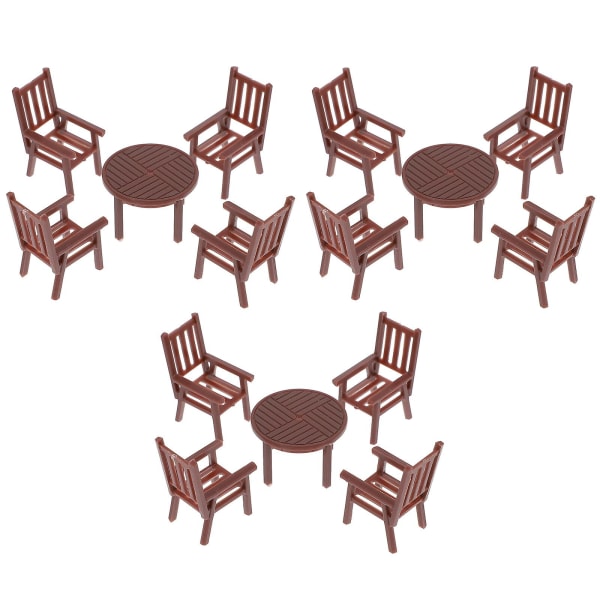 3-osainen minipöytä ja tuolisarja set minitalo olohuoneen tarvikkeet (3X3X2CM, ruskea)
