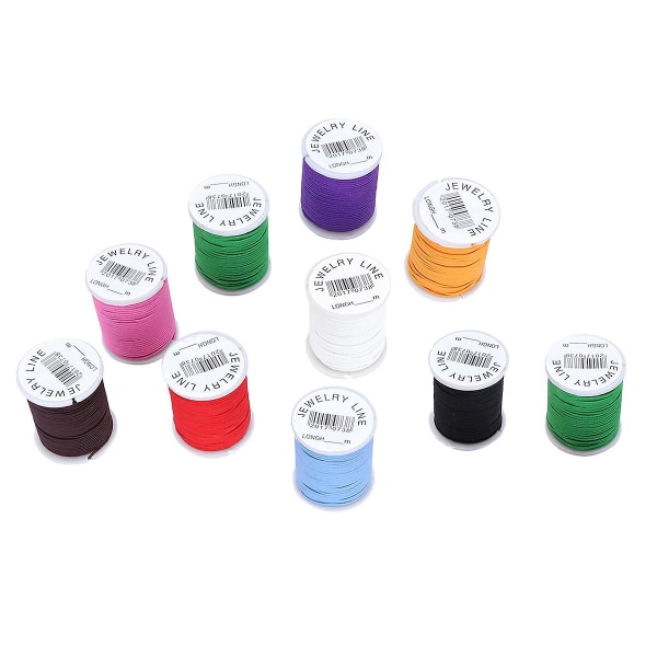10 stycken 1 mm * 5 m elastiska nylon tillverkar hantverkspärlspolar (slumpmässiga färger som visas på bilden)