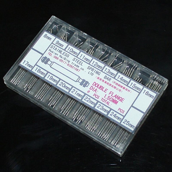 Stålklokkebånd med 18 størrelser, 1,5 mm tykkelse, eskeformede øreledd for klokketilbehør (360 stk) (1,5 mm tykk)