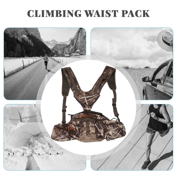 Jakt Camo Pack med sele Midjepakke pose med skulderstropper for klatring Vandring Camping Ru（kamuflasje）